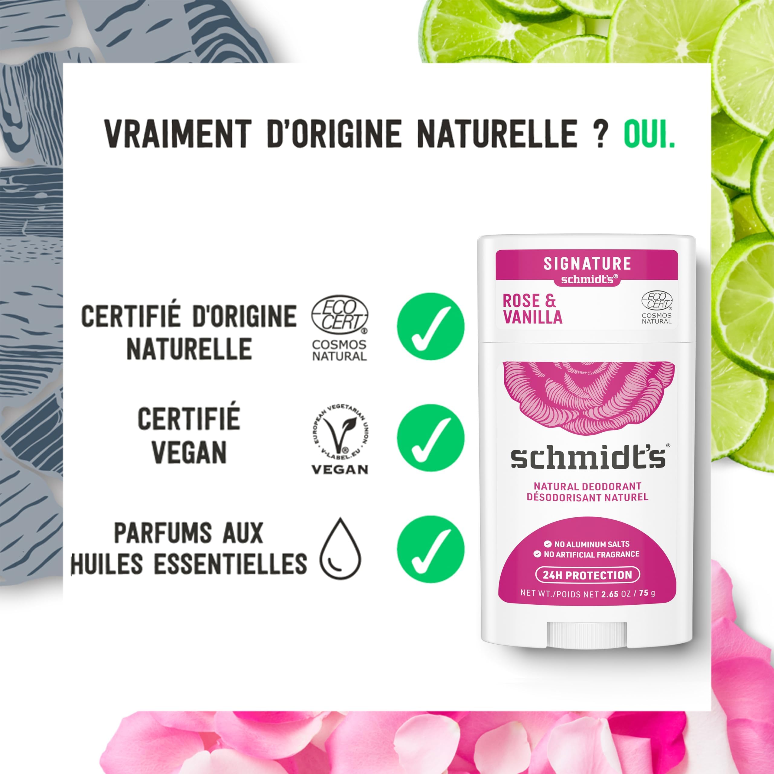 Schmidt's Natural Deodorant Stick Lavender & Sage Deodorant without Aluminium for Long-Lasting Freshness 75 g Pack of 1