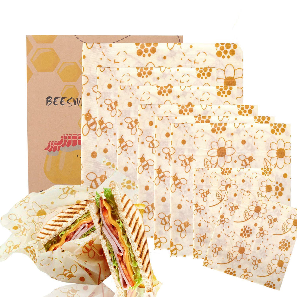 Bienenwachstücher 8 Stücke - Öko-Tex Zertifizierte Bienenwachs-Wraps aus 100% Naturwachs & Bio-Baumwolle | Wiederverwendbare Frischhaltefolie für Lebensmittel, Plastikfrei & Umweltfreundlich