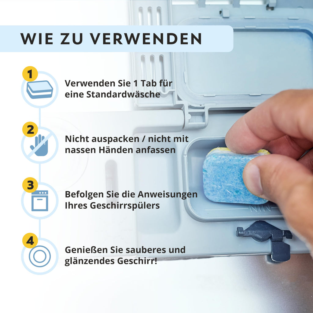 Öko Spülmaschinentabs Ohne Plastik All in One [30st.] Vorrat Für Einen Monat Zitronenduft Dreilagig Eco Geschirrspültabs Dishwasher Tablets Spülmaschinen Tabs Für Geschirrspüler