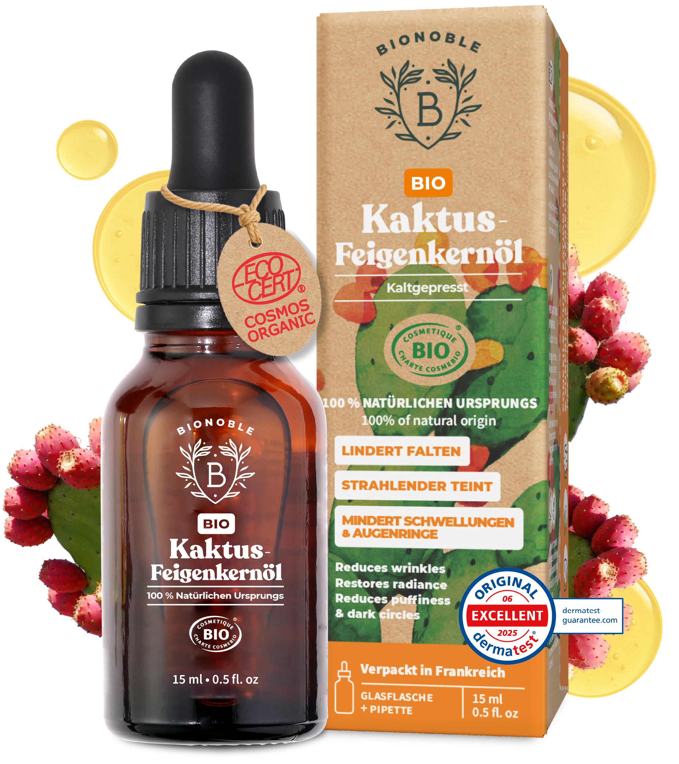 BIONOBLE Rizinusöl Kaltgepresst Bio - 100% Natürlich, Ohne Hexan - Wachstumsfördernd, Repariert - Rizinusöl Bio Haare, Wimpern, Augenbrauen, Haut - Castor Oil - Glasflasche mit Pumpe - 200ml