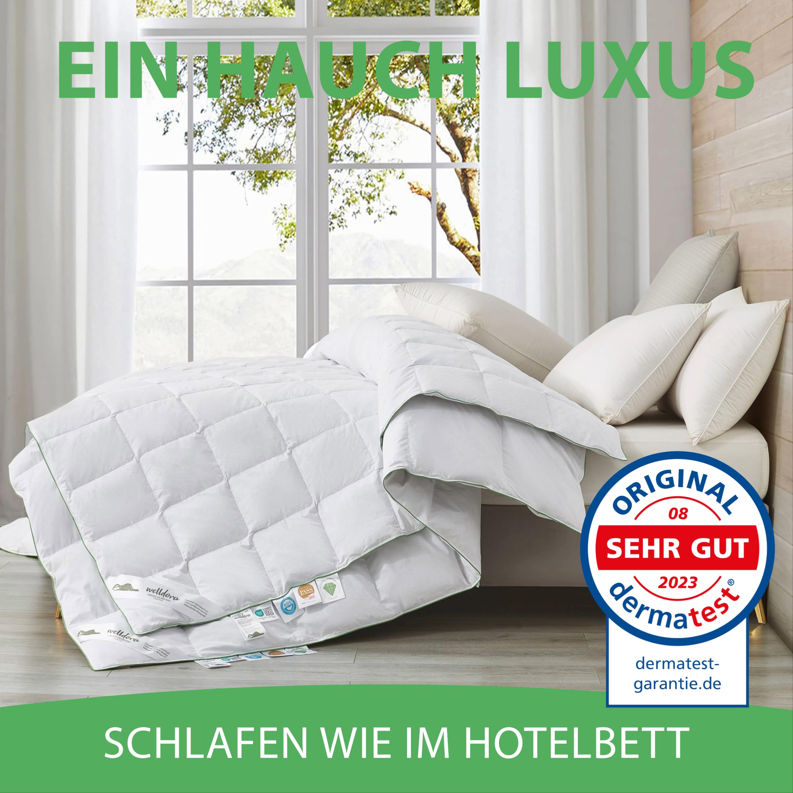 Welldora Komfort Bettdecke 135x200 Winter | 100% Extraweiche Federn & Daunen | Fachärztlich geprüft, Oeko-Tex, Allergiker | Zertifiziert für Tierwohl | Dicke extrawarme Winterdecke Daunendecke