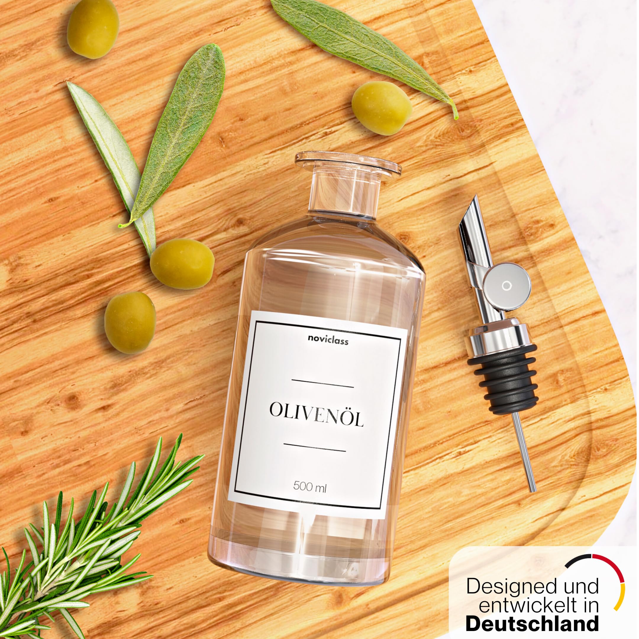 Ölflasche Essig und Ölflaschen Set Flaschen zum Befüllen (2x500ml ohne Etiketten und Trichter)