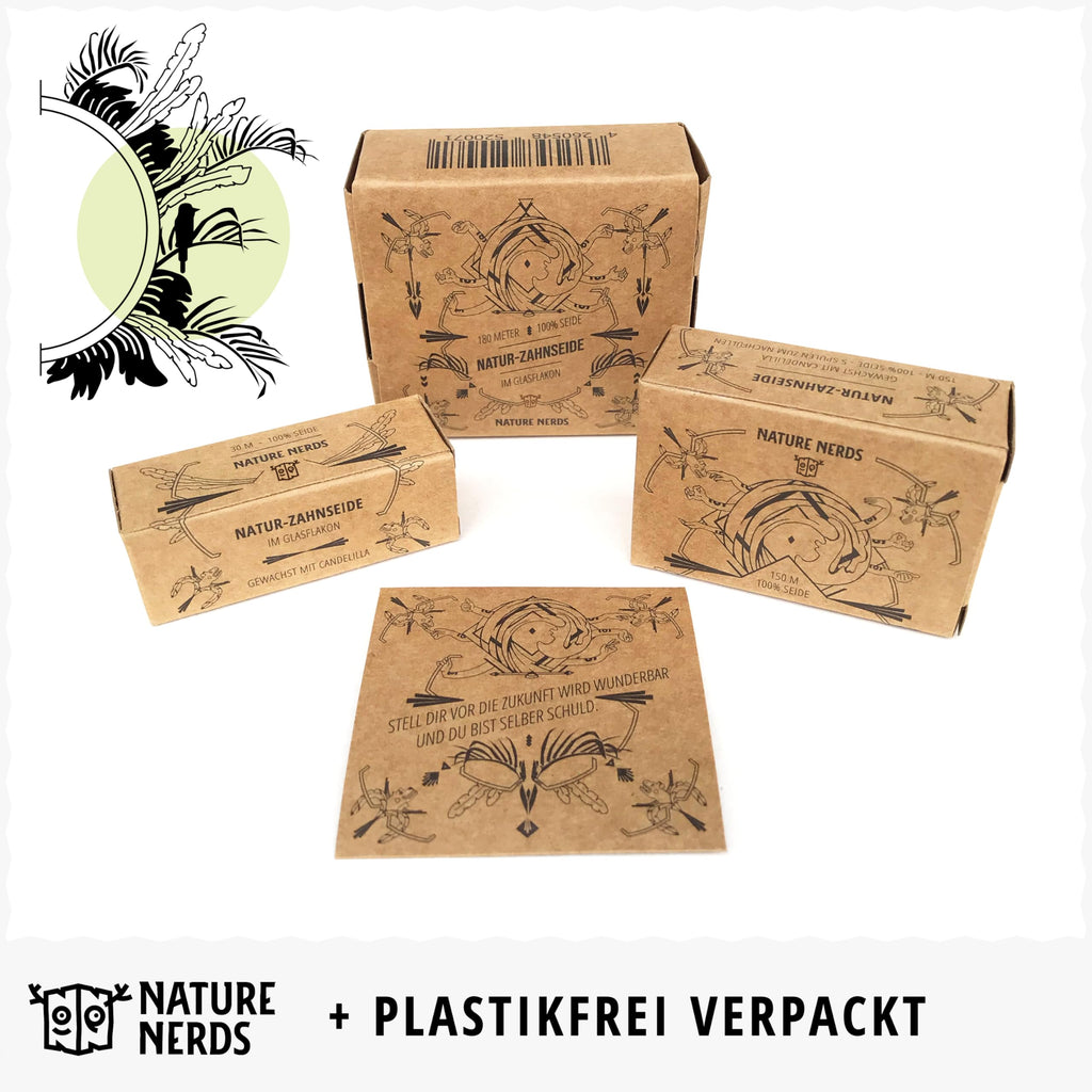 Nature Nerds - Plastic-Free Natural Dental Floss in Glass Bottle Waxed with Candelilla - 30m (30)