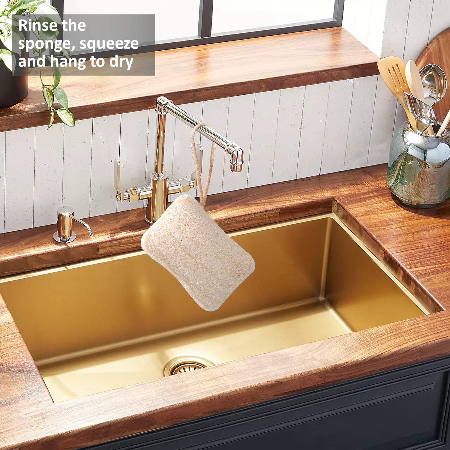 eplanita Natürliche Geschirr Spülschwämme, Kitchen Eco Scrub Scourer, Natural Luffa Plant, Biologisch abbaubar und Zero Waste (12er Pack)