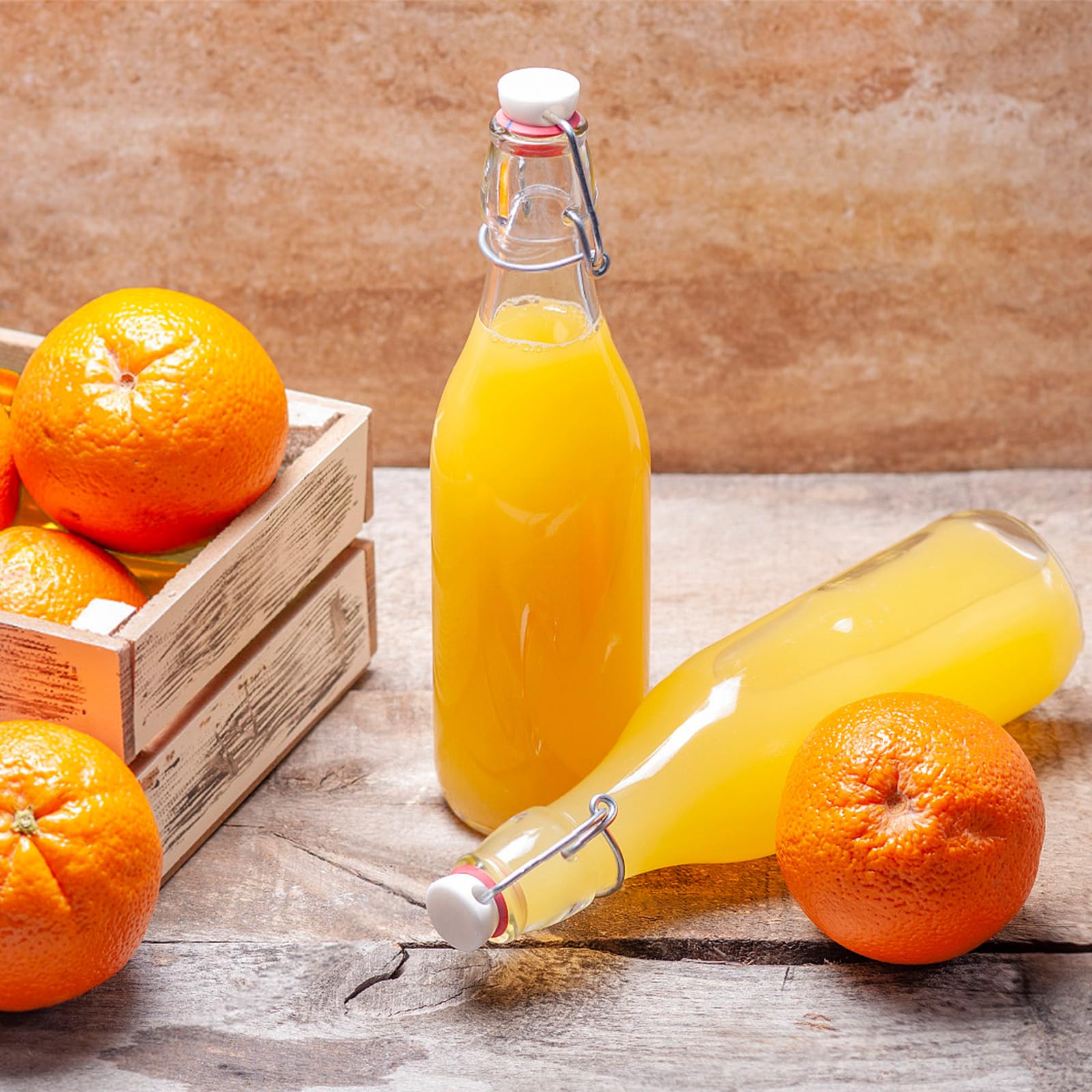 Glasflaschen 250ml mit Bügelverschluss, 10 Stück Kleine Flaschen Zum Befüllen, Bügelflasche zum Befüllen, Saftflasche für Öl, Essig, Saft & Limonade