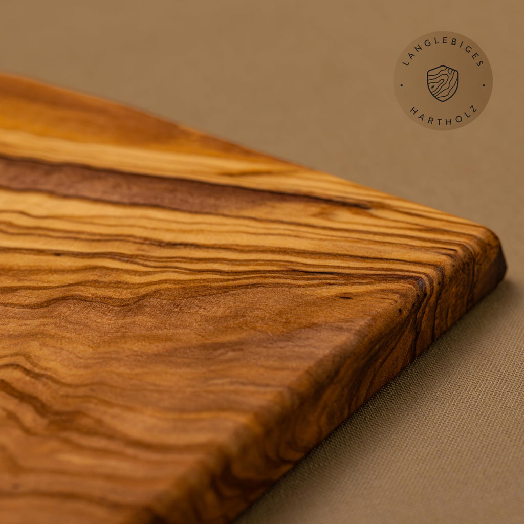 DAS OLIVENHOLZBRETT® / Olivenholz Schneidebrett rechteckig/Frühstücksbrett aus Holz/Brotzeit-Frühstücksbrettchen rechteckig/Vesperbrett, Jausenbrett aus Olivenholz / 30cm x 17cm x 2cm