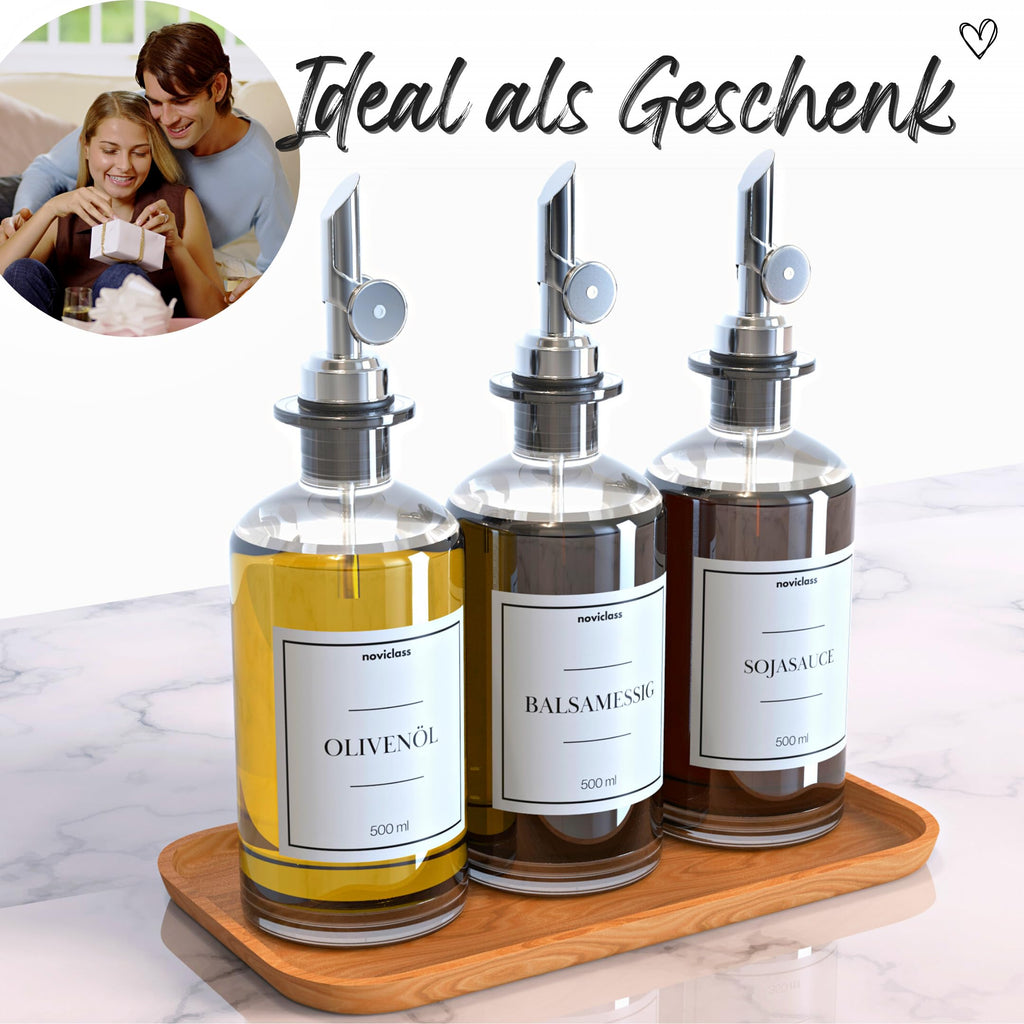 Ölflasche Essig und Ölflaschen Set Flaschen zum Befüllen (2x500ml ohne Etiketten und Trichter)