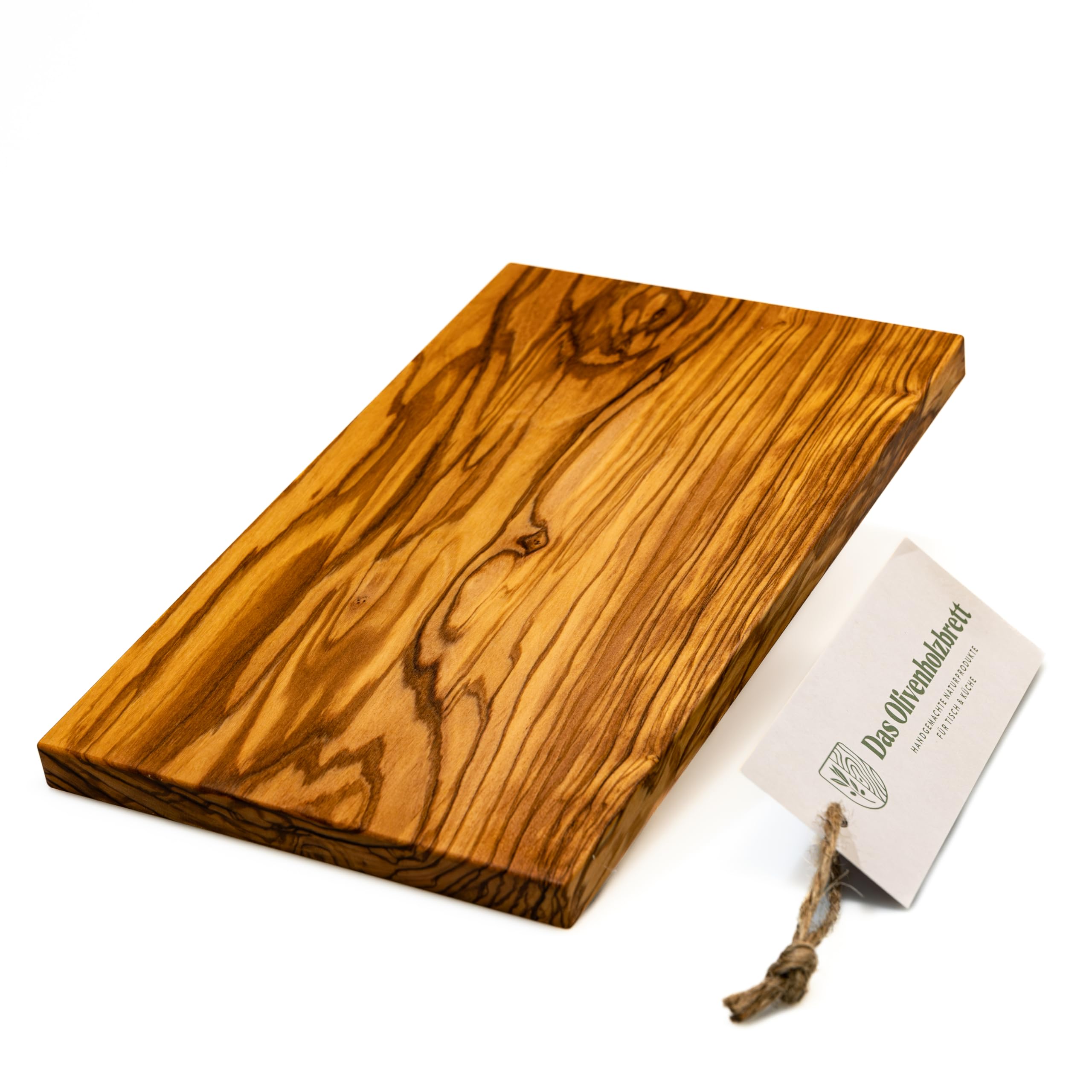 DAS OLIVENHOLZBRETT® / Olivenholz Schneidebrett rechteckig/Frühstücksbrett aus Holz/Brotzeit-Frühstücksbrettchen rechteckig/Vesperbrett, Jausenbrett aus Olivenholz / 30cm x 17cm x 2cm