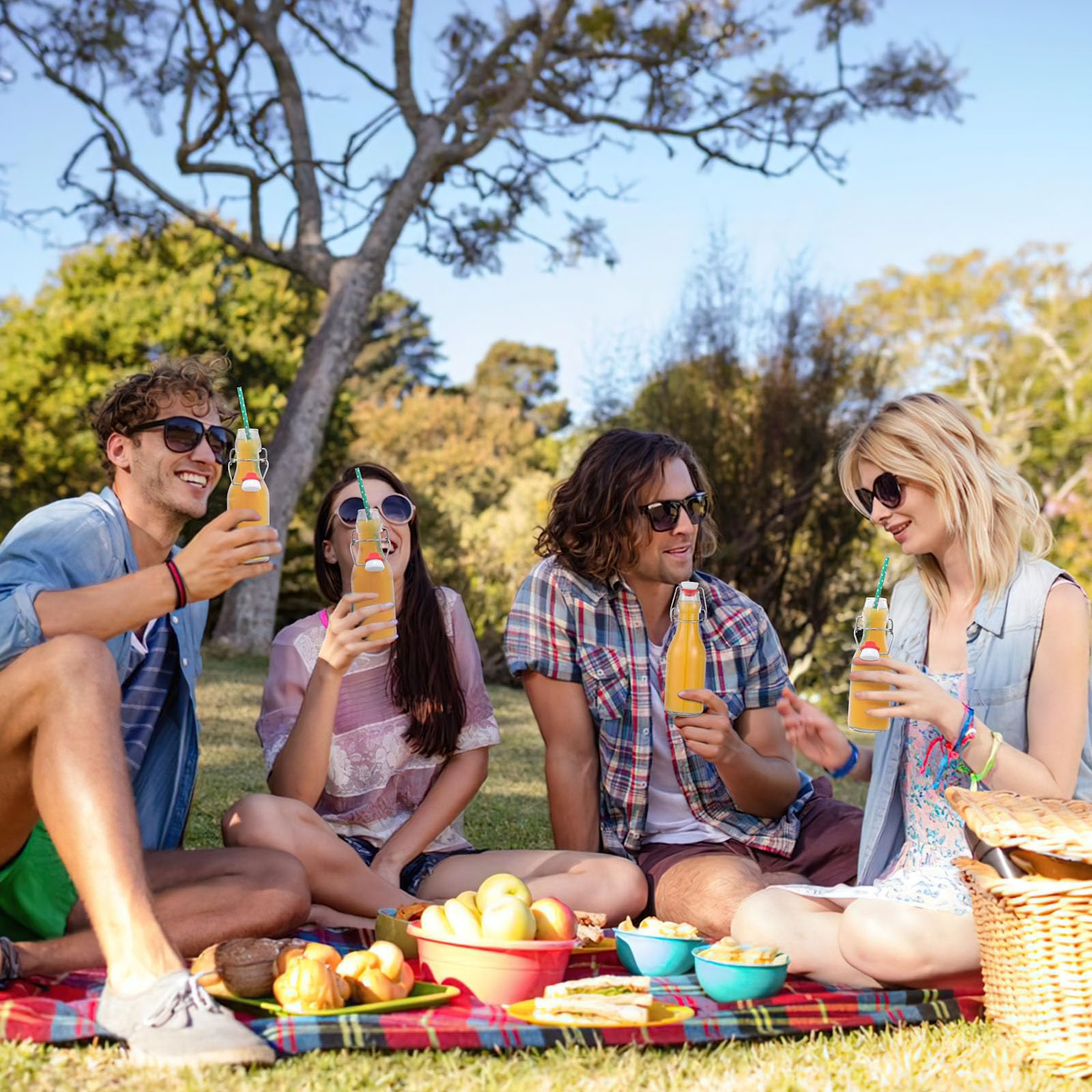 Glasflaschen 250ml mit Bügelverschluss, 10 Stück Kleine Flaschen Zum Befüllen, Bügelflasche zum Befüllen, Saftflasche für Öl, Essig, Saft & Limonade