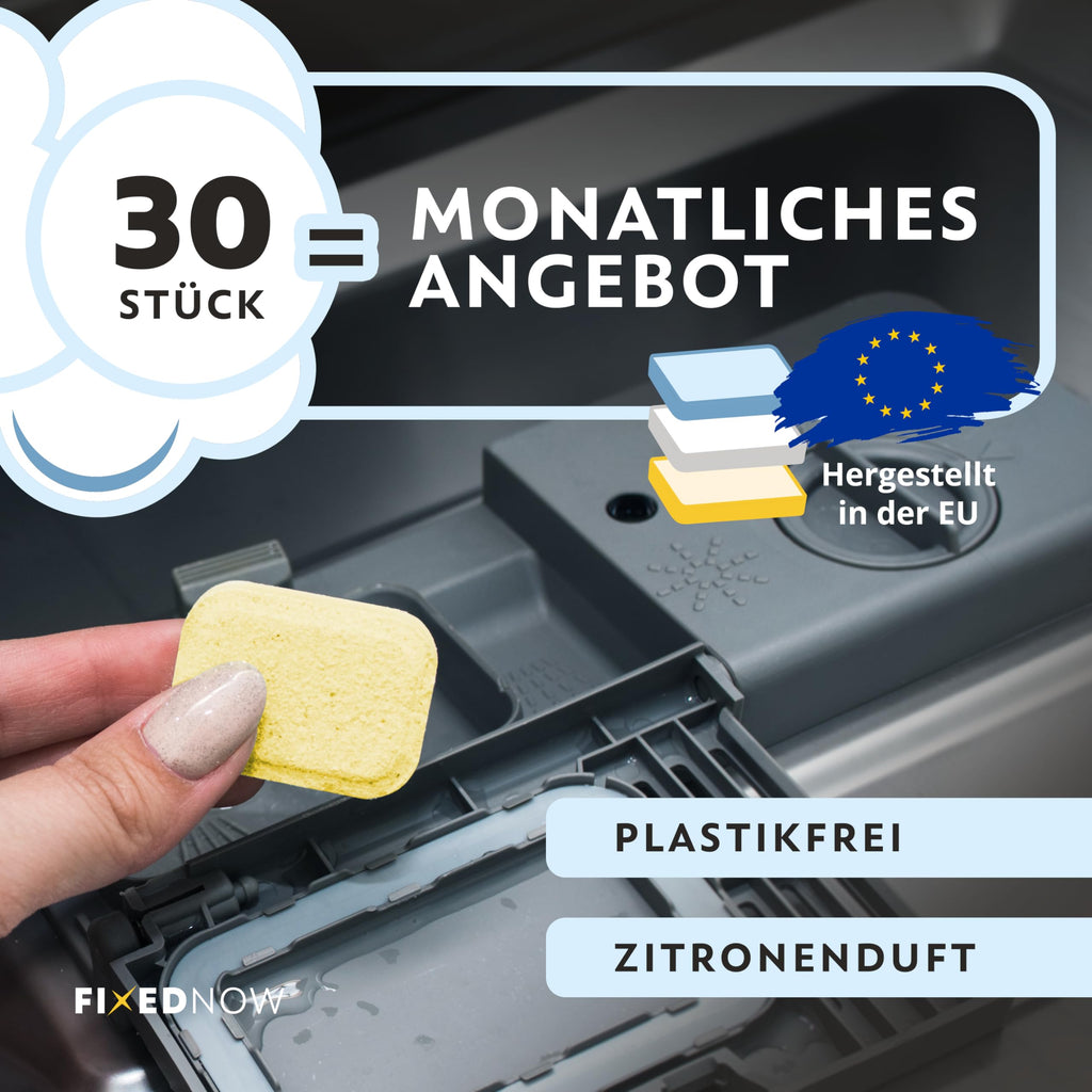 Öko Spülmaschinentabs Ohne Plastik All in One [30st.] Vorrat Für Einen Monat Zitronenduft Dreilagig Eco Geschirrspültabs Dishwasher Tablets Spülmaschinen Tabs Für Geschirrspüler