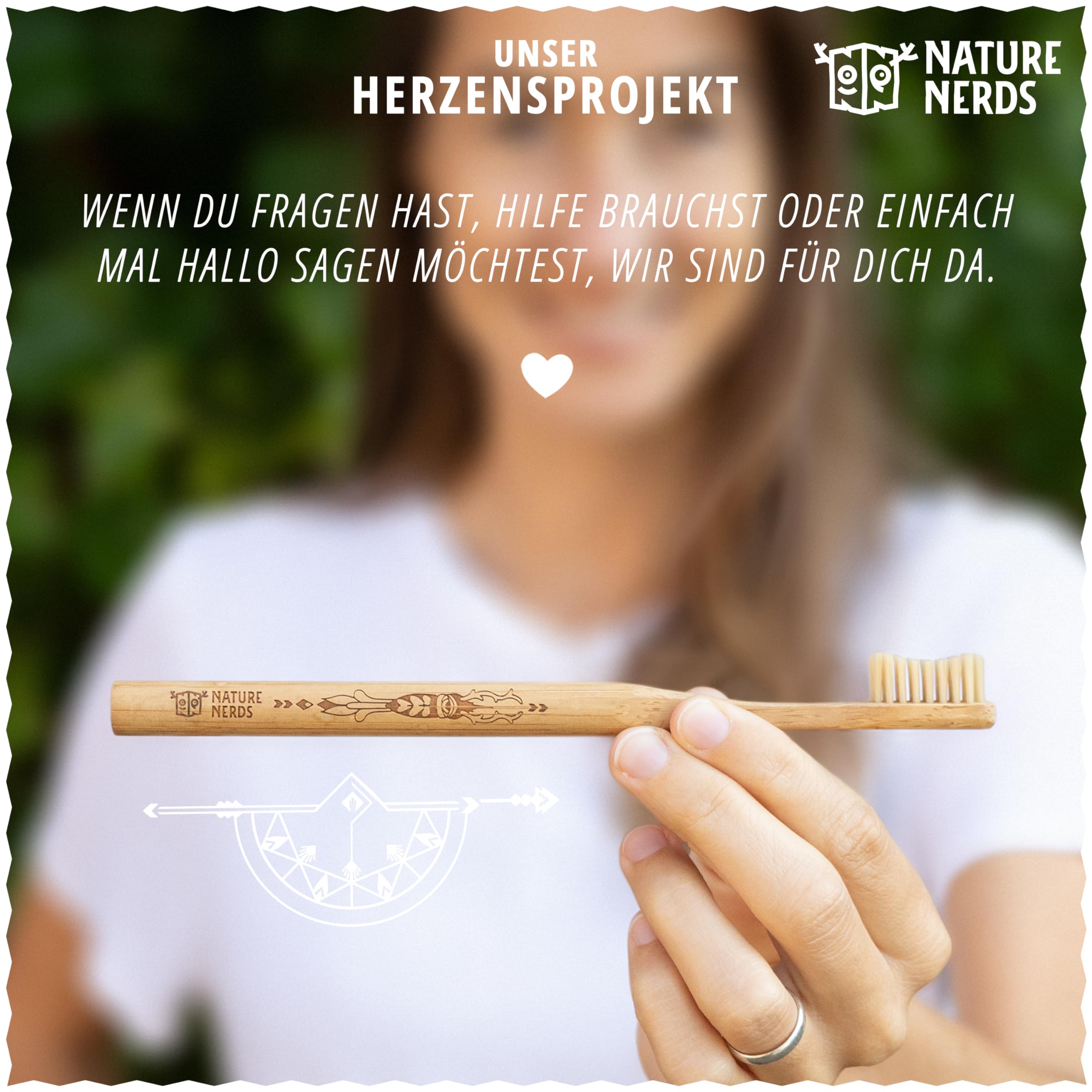 Nature Nerds - Bambus-Zahnbürsten im Set (4er Pack) / Härtegrad: Mittel/aus dem nachwachsendem Rohstoff Bambus
