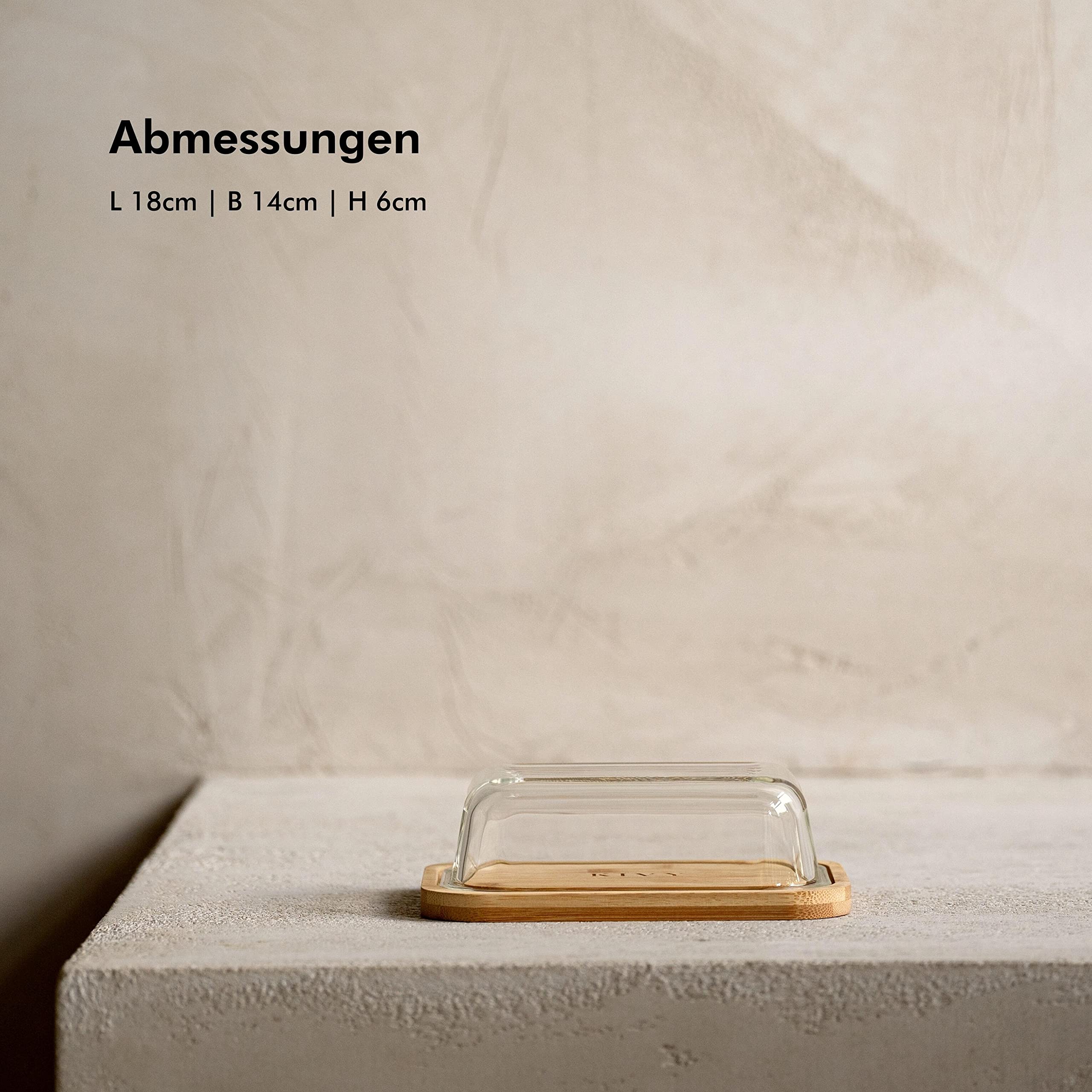 KIVY Butter Dish Glass with Airtight Lid for Smooth Butter - BPA Free - Butter Dishes - Butter Dish - Butter Dish with Lid - Butter Dish with Lid - Butter Box Tin - Butter Box Acacia Wood