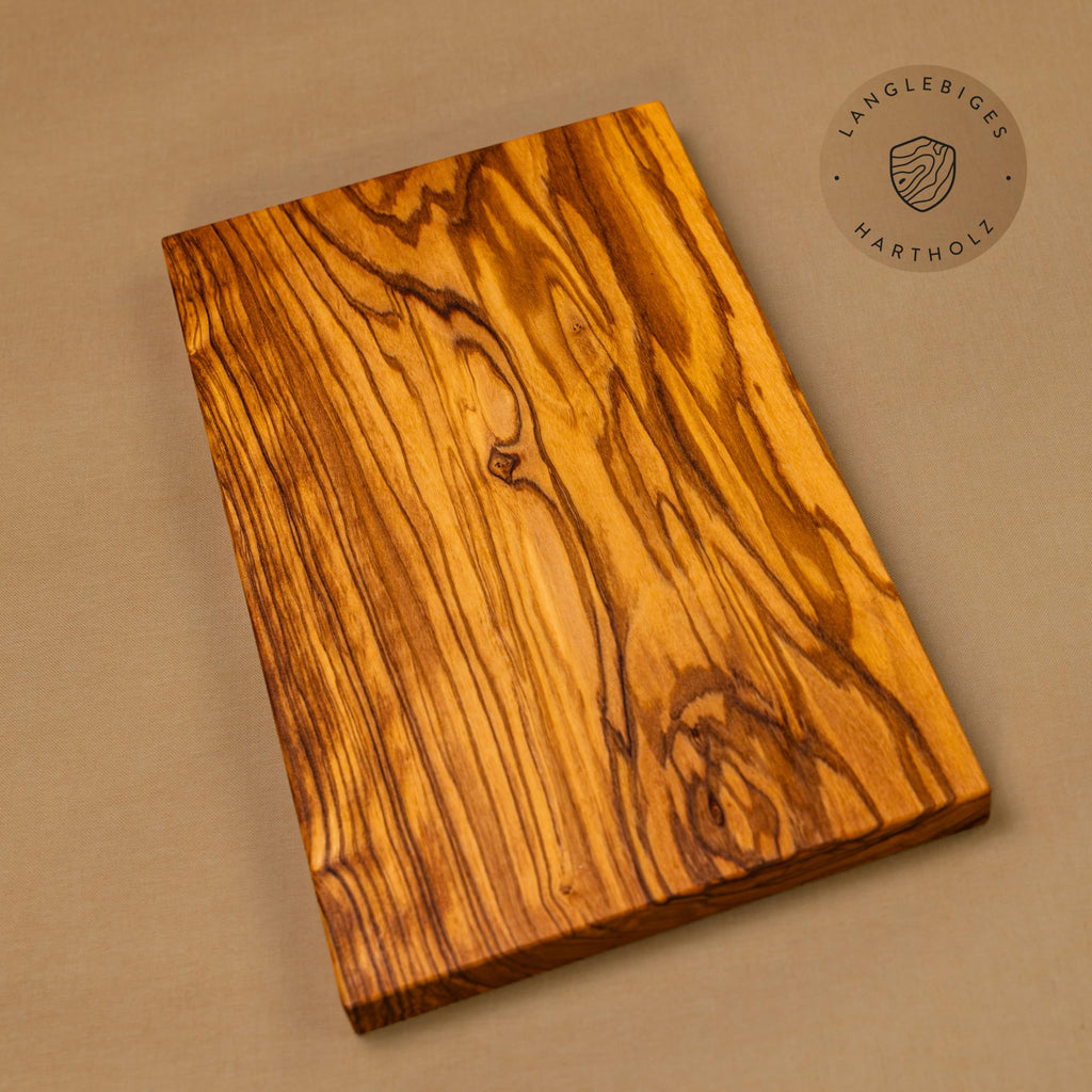 DAS OLIVENHOLZBRETT® / Olivenholz Schneidebrett rechteckig/Frühstücksbrett aus Holz/Brotzeit-Frühstücksbrettchen rechteckig/Vesperbrett, Jausenbrett aus Olivenholz / 30cm x 17cm x 2cm