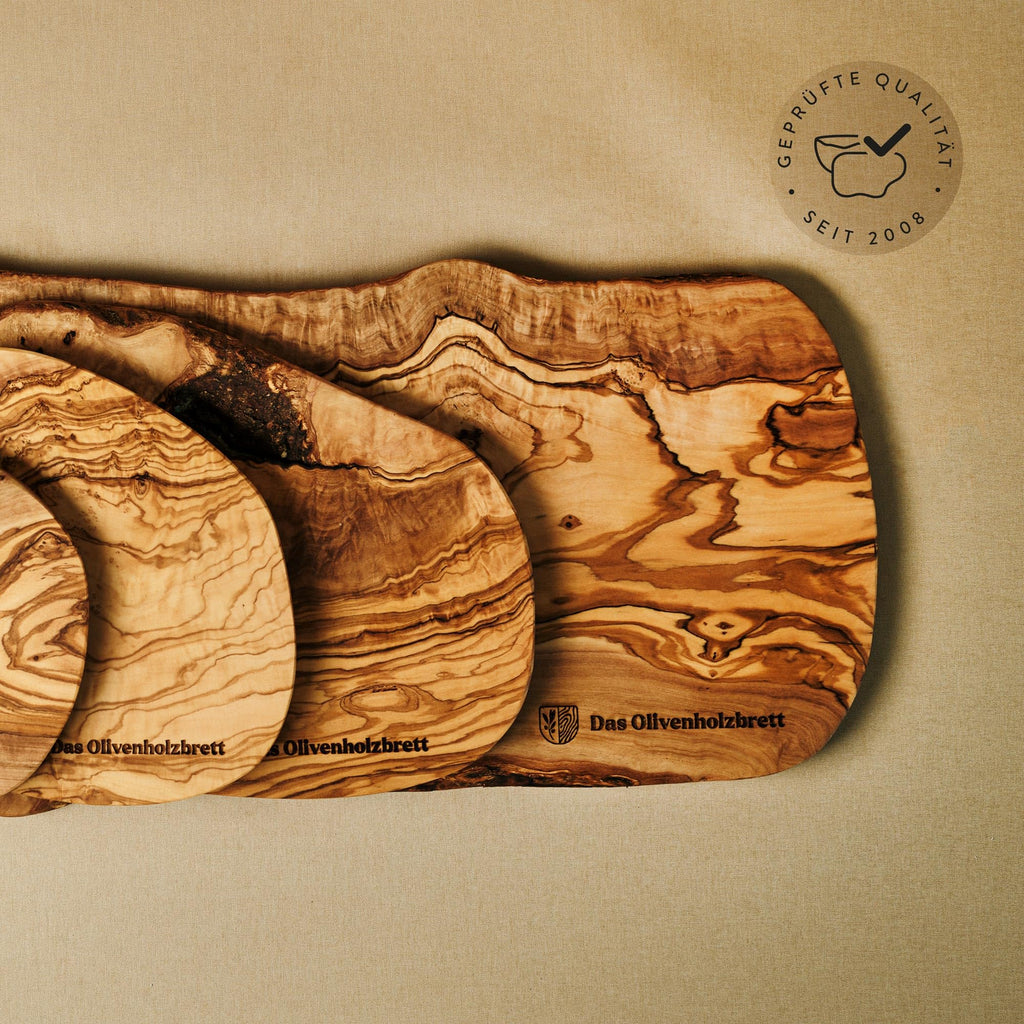 DAS OLIVENHOLZBRETT® / Olivenholz Schneidebrett rechteckig/Frühstücksbrett aus Holz/Brotzeit-Frühstücksbrettchen rechteckig/Vesperbrett, Jausenbrett aus Olivenholz / 30cm x 17cm x 2cm