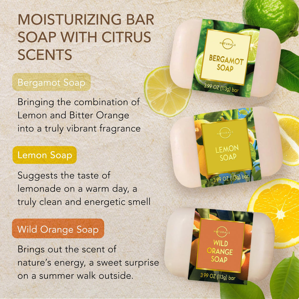 O Naturals 100% Natürliche und Biologische Barseife - Festes Duschgel Naturkosmetic Dusch Seife Vegan Zitrus Seife Hände Gesicht Körper mit Vitamin C & E Hydratiert die Haut
