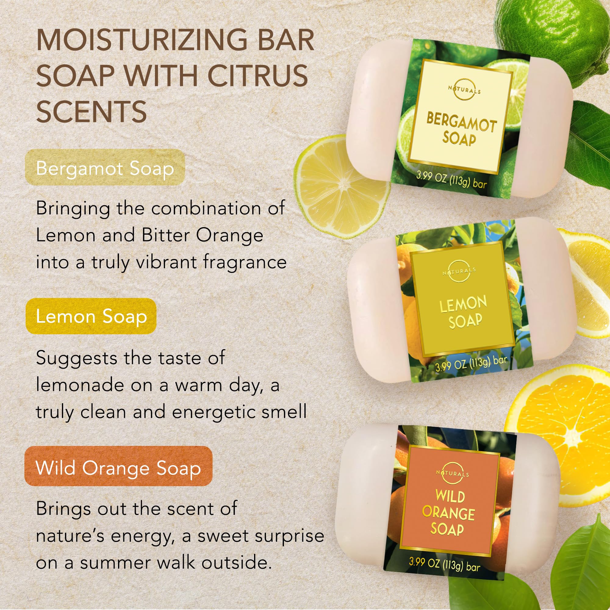 O Naturals 100% Natürliche und Biologische Barseife - Festes Duschgel Naturkosmetic Dusch Seife Vegan Zitrus Seife Hände Gesicht Körper mit Vitamin C & E Hydratiert die Haut