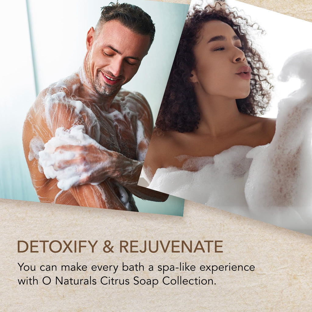 O Naturals 100% Natürliche und Biologische Barseife - Festes Duschgel Naturkosmetic Dusch Seife Vegan Zitrus Seife Hände Gesicht Körper mit Vitamin C & E Hydratiert die Haut
